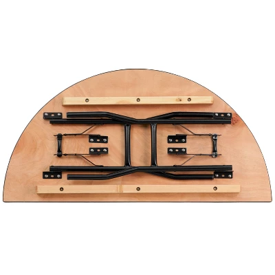 Emma And Oliver 4-Foot Half-Round Wood Folding Banquet Table - Event & Catering Table - Image 7