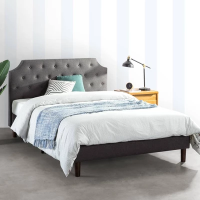 Mavn Upholstered Platform Bed, Modern Tufted Headboard Dark Gray - Mellow - Image 2