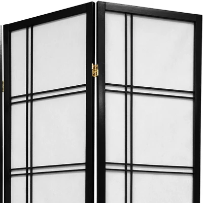6 Ft. Tall Double Cross Shoji Screen - Black (8 Panels) - Image 2
