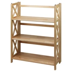 38" 3-Shelf Folding Bookcase - Flora Home