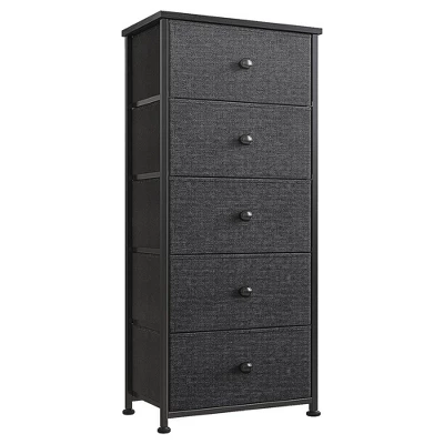 REAHOME 5 Drawer Vertical Steel Frame Storage Organizer Narrow Tower Dresser With MDF Top, Adjustable Feet, And Wall Safety Attachment - Image 9