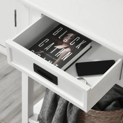 HOMCOM Console Table With 2 Storage Drawers And Open Shelf, Modern Sofa Table For Hallway, Living Room, Or Bedroom, White - Image 5
