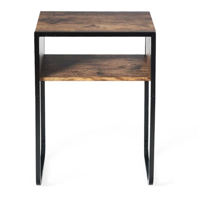 Costway Side Table Industrial Coffee Table W/Metal Frame Rustic End Table Nightstand - Image 7