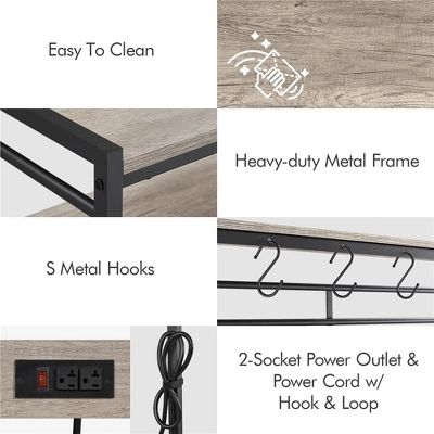 Yaheetech 4-tier 64" H Kitchen Baker's Rack With Power Outlet, Gray - Image 3