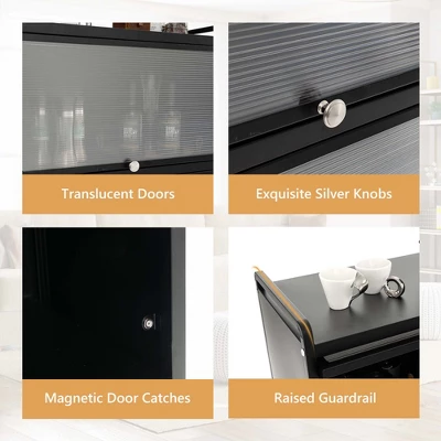 Costway 5-Tier Kitchen Baker's Rack Storage Cabinet Mobile Microwave Stand Flip-up Doors - Image 9