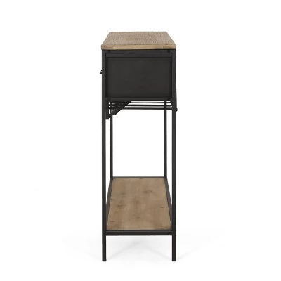 Boster Boho Industrial 8 Bottle Wine Rack Console Table With Storage Natural/Black - Christopher Knight Home - Image 5