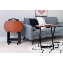 Austin Tray Table Set Black/Hazelnut - Powell Company