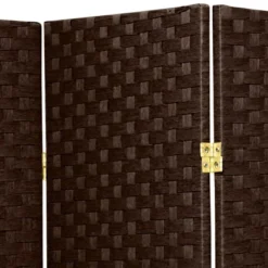 6 Ft. Tall Woven Fiber Room Divider - Dark Mocha (3 Panels)