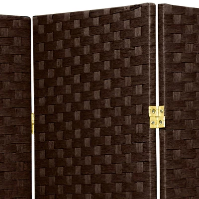 6 Ft. Tall Woven Fiber Room Divider - Dark Mocha (3 Panels)