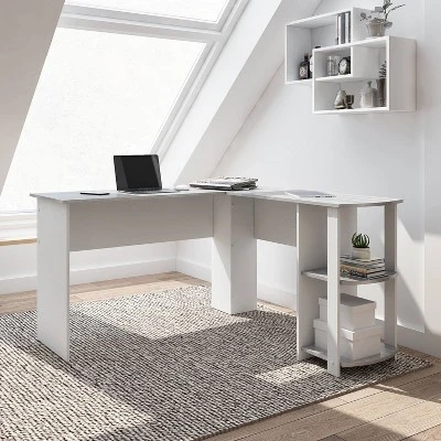 Modern L Shaped Desk With Side Shelves Gray - Techni Mobili - Image 7