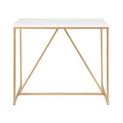 Kate And Laurel Truss Rectangle MDF Pub Table, 42x24x36, White And Gold - Image 3