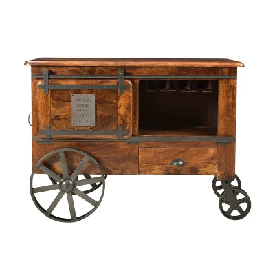 Palmer 2 Doors And Drawers Wine Cart Brown - Treasure Trove Accents - Image 2