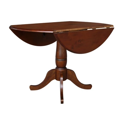 29.5" Lyla Round Dual Drop Leaf Pedestal Extendable Dining Table Espresso Brown - International Concepts - Image 5