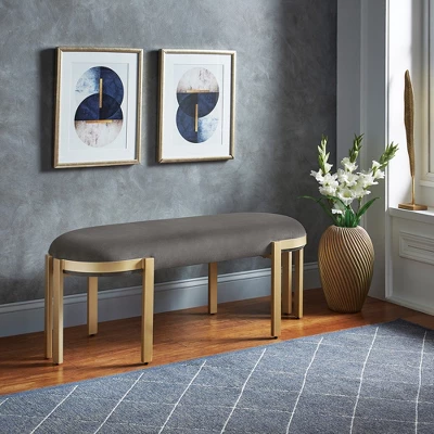 Lepape Upholstered Bench Gray Velvet - Inspire Q