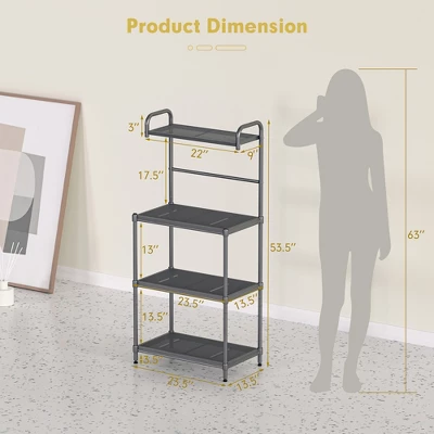 Costway 4-Tier Baker's Rack Microwave Oven Stand Shelves Kitchen Storage Rack Organizer - Image 2