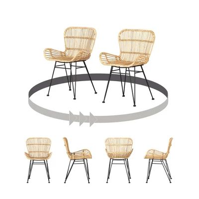 2pk Balka Rattan Dining Chair With Armrests Rattan/Black - South Shore - Image 14