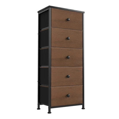 REAHOME 5 Drawer Vertical Steel Frame Storage Organizer Narrow Tower Dresser With MDF Top, Adjustable Feet, And Wall Safety Attachment - Image 7