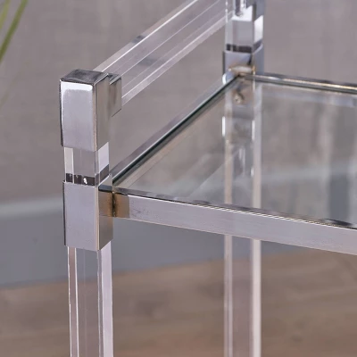 Mirren Modern Glass Bar Trolley Clear - Christopher Knight Home - Image 2