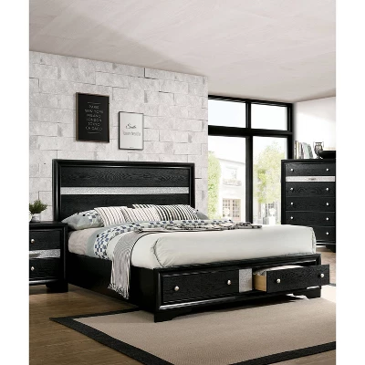 2pc Queen Whether By Bed With Nightstand Black - MiBasics - Image 4