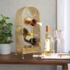 Twine Trellis Wine Rack, Holds 7 Bottles, Gold Countertop Wine Storage, Cast Iron