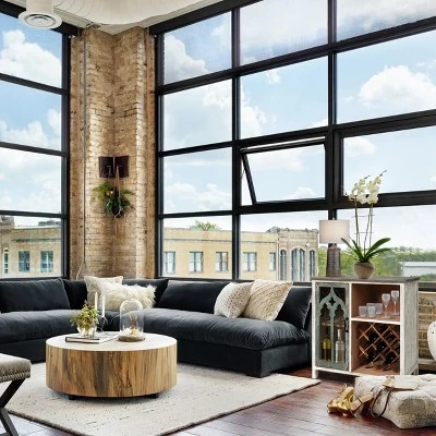 LuxenHome Distressed White And Gray Wood 1-Door Storage Wine Cabinet - Image 7