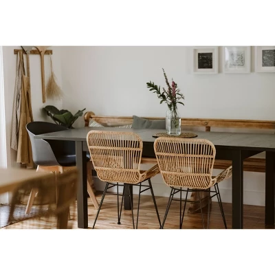 2pk Balka Rattan Dining Chair With Armrests Rattan/Black - South Shore - Image 6