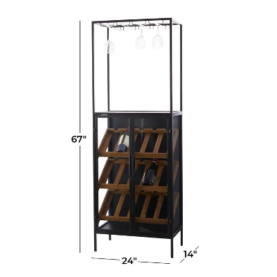 Modern Wood Standing Wine Rack Black - Olivia & May - Image 5