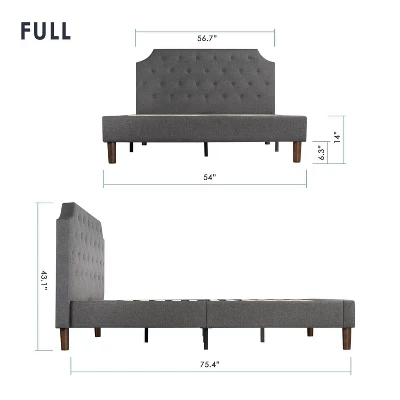 Mavn Upholstered Platform Bed, Modern Tufted Headboard Dark Gray - Mellow - Image 6
