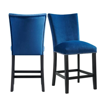 Set Of 2 Celine Velvet Counter Height Barstools - Picket House Furnishings - Image 14