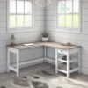 60W Mayfield L Shaped Computer Desk With Storage Shiplap Gray/Pure White - Bush Furniture