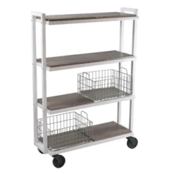 Cart System With Wheels 4 Tier White - Atlantic