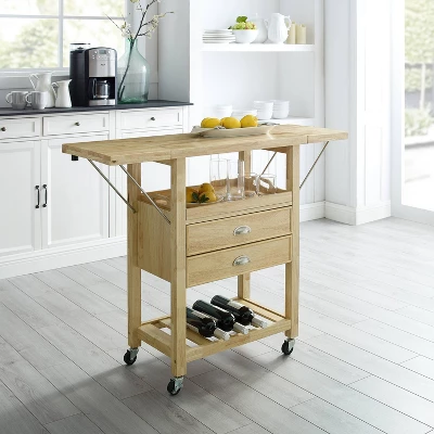Bristol Double Drop Leaf Kitchen Cart Natural - Crosley - Image 10