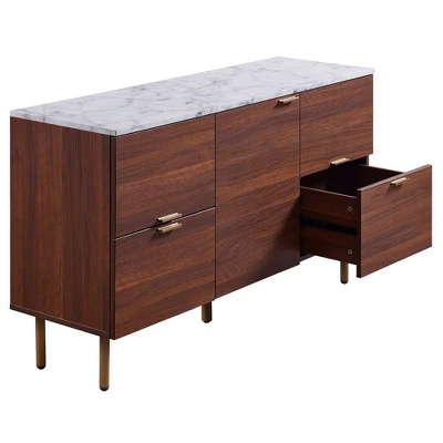 Ashton Sideboard With Faux Marble Top Walnut - Teamson Home - Image 2