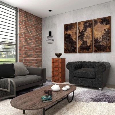 Traditional Faux Leather 5 Drawer Chest Camel Brown - Olivia & May - Image 16