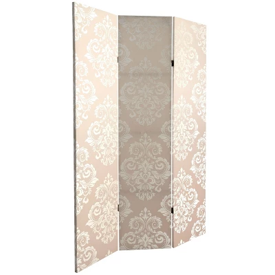 6" Double Sided Baroque Wallpaper Canvas Room Divider Gold - Oriental Furniture - Image 4