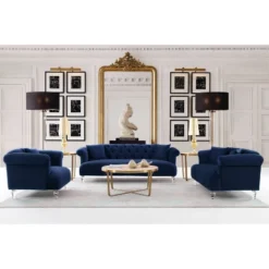 Elegance Contemporary Loveseat Sofas Blue/Acrylic - Armen Living