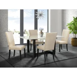 5pc Florentina Standard Dining Table Set With 4 Chairs Marble/White - Picket House Furnishings