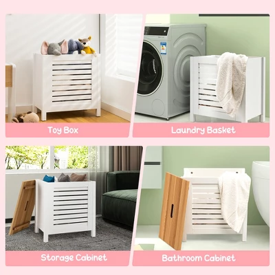 Costway Wooden Toy Storage Organizer Kids Toy Chest W/Lid For Kindergarten Bedroom White - Image 4
