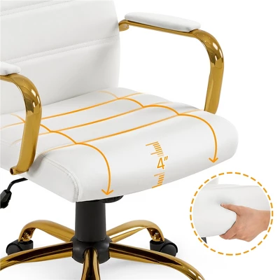 Yaheetech Adjustable Mid-Back Office Chair Executive Chair White - Image 6