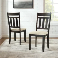 Set Of 2 Hayden Slat Back Dining Chairs Slate - Crosley