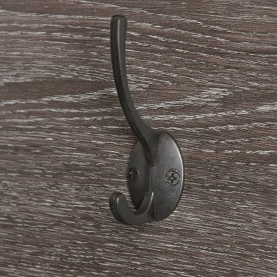 Afton 4 Hook Metal Frame Wall Shelf Woodgrain - RiverRidge Home - Image 4