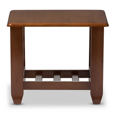 Larissa Modern Classic Mission Style Living Room Occasional End Table - Cherry Brown - Baxton Studio