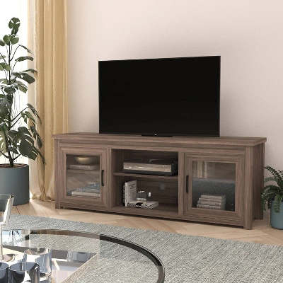Traditional Full Glass Door TV Stand For TVs Up To 80" - Merrick Lane - Image 11