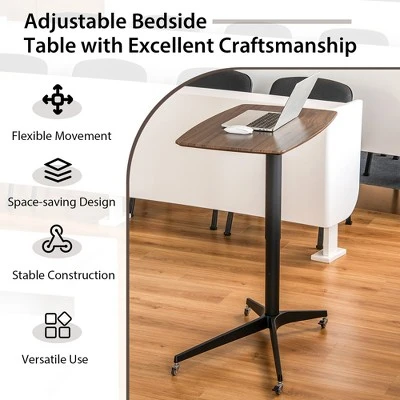 Costway Mobile Standing Desk Pneumatic Adjustable Overbed Table Rolling Laptop Cart - Image 5