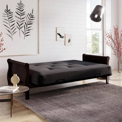 Full Chester Wood Arm Futon Frame With 8" Polyester Mattress - Room & Joy - Image 3