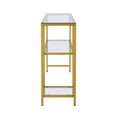 Rayna Console Table With Shelves Gold - Carolina Chair & Table - Image 3