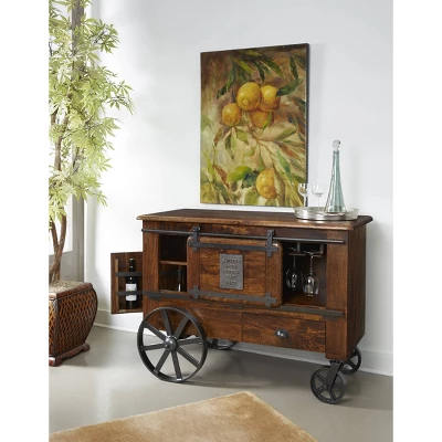 Palmer 2 Doors And Drawers Wine Cart Brown - Treasure Trove Accents - Image 5
