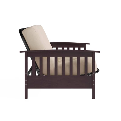 Full Size Holly Espresso Wood Arm Futon Frame With 6" Microfiber Mattress Tan - Room & Joy - Image 6