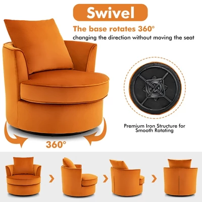 Costway Modern 360° Swivel Barrel Chair Accent Round Club Chair No Assembly Lint - Image 4