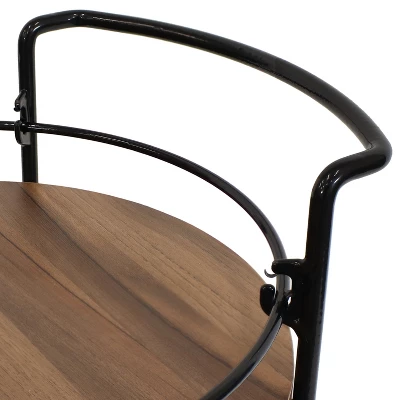 Sunnydaze Decor Sunnydaze Round Metal 3-Tier Bar Cart - Indoor Furniture With Wheels - Brown - 34.5” H - Image 3